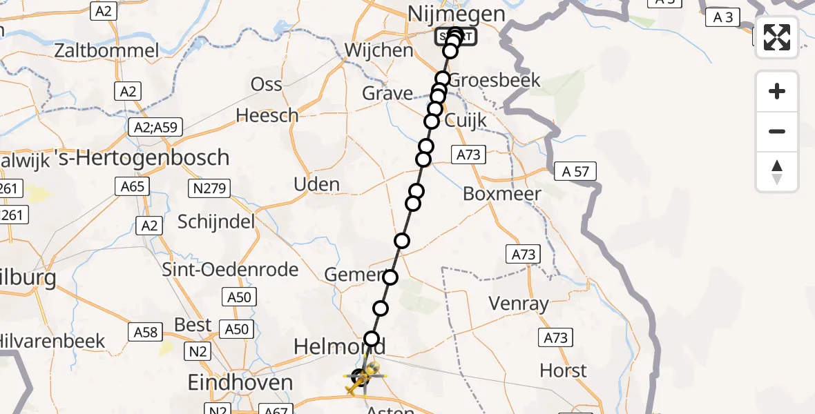 Routekaart van de vlucht: Lifeliner 3 naar Helmond, Gerstdijk