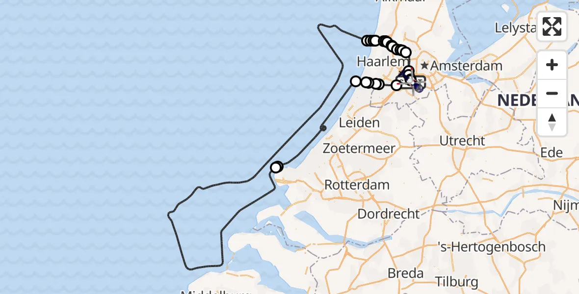 Routekaart van de vlucht: Politiehelikopter naar Amsterdam Vliegveld Schiphol, Amsterdam Vliegveld Schiphol