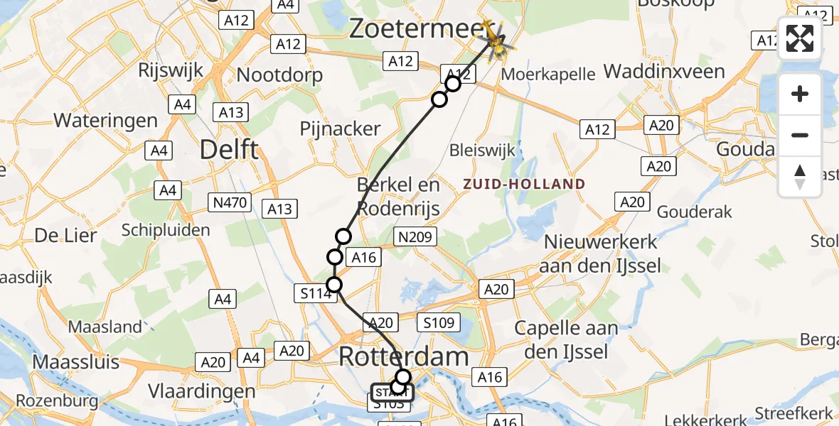 Routekaart van de vlucht: Lifeliner 2 naar Zoetermeer, Tonga
