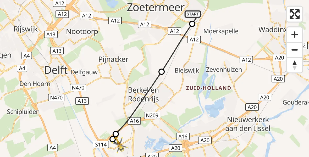 Routekaart van de vlucht: Lifeliner 2 naar Rotterdam The Hague Airport, Rotterdam The Hague Airport