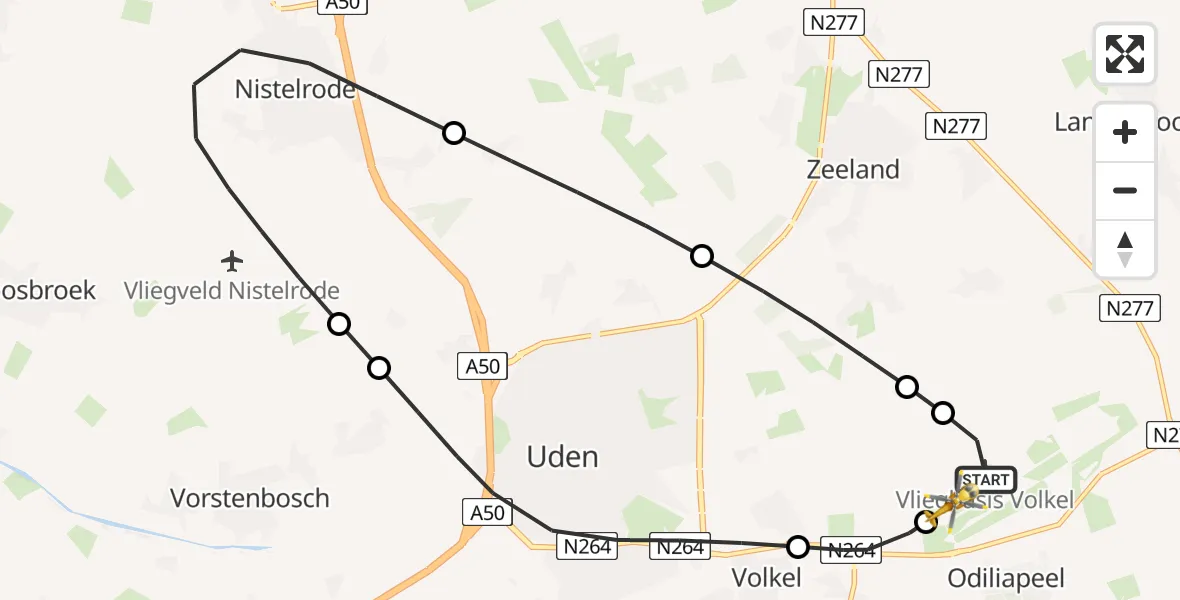 Routekaart van de vlucht: Lifeliner 3 naar Vliegbasis Volkel, Vliegbasis Volkel