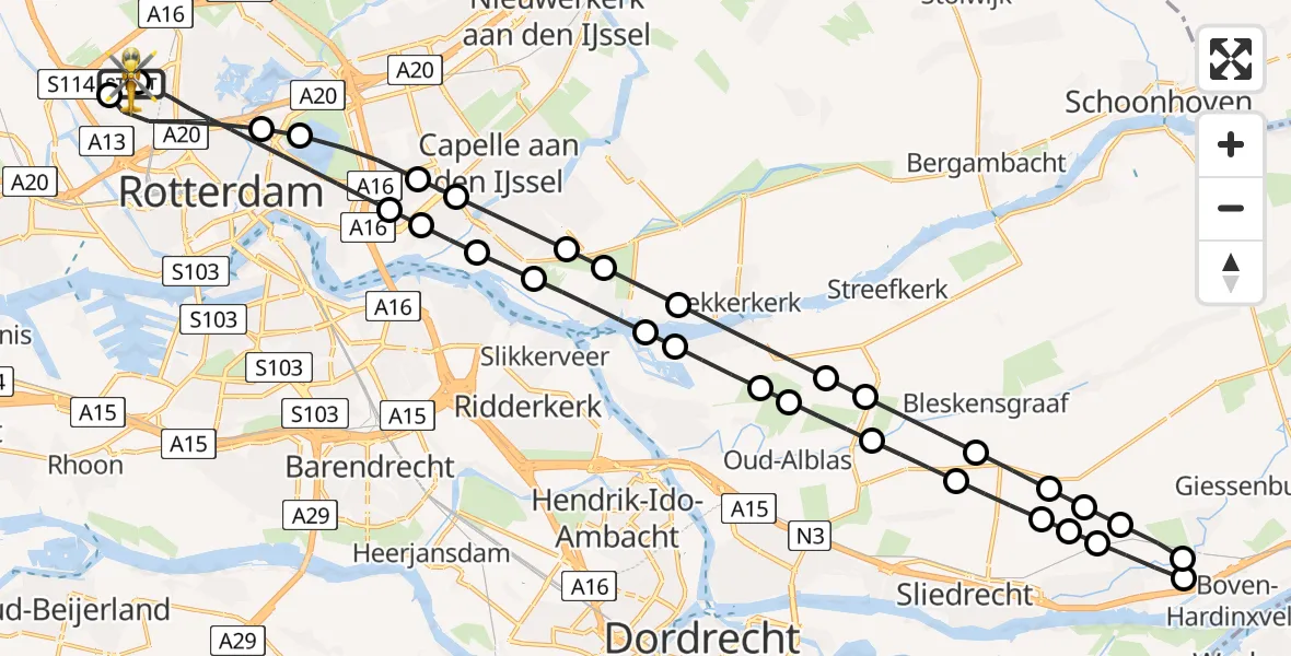 Routekaart van de vlucht: Lifeliner 2 naar Rotterdam The Hague Airport, Rotterdam The Hague Airport
