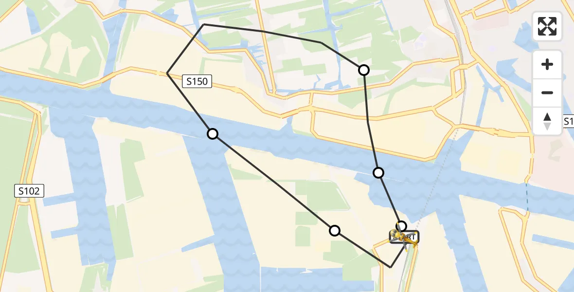 Routekaart van de vlucht: Lifeliner 1 naar Amsterdam Heliport, Amsterdam Heliport
