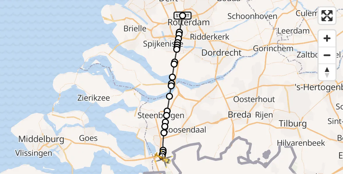 Routekaart van de vlucht: Lifeliner 2 naar Hoogerheide, Edward Jennerstraat
