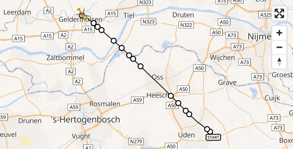 Routekaart van de vlucht: Lifeliner 3 naar Buurmalsen, Rijksstraatweg