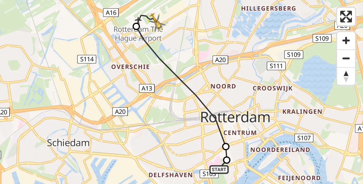 Routekaart van de vlucht: Lifeliner 2 naar Rotterdam The Hague Airport, Rotterdam The Hague Airport