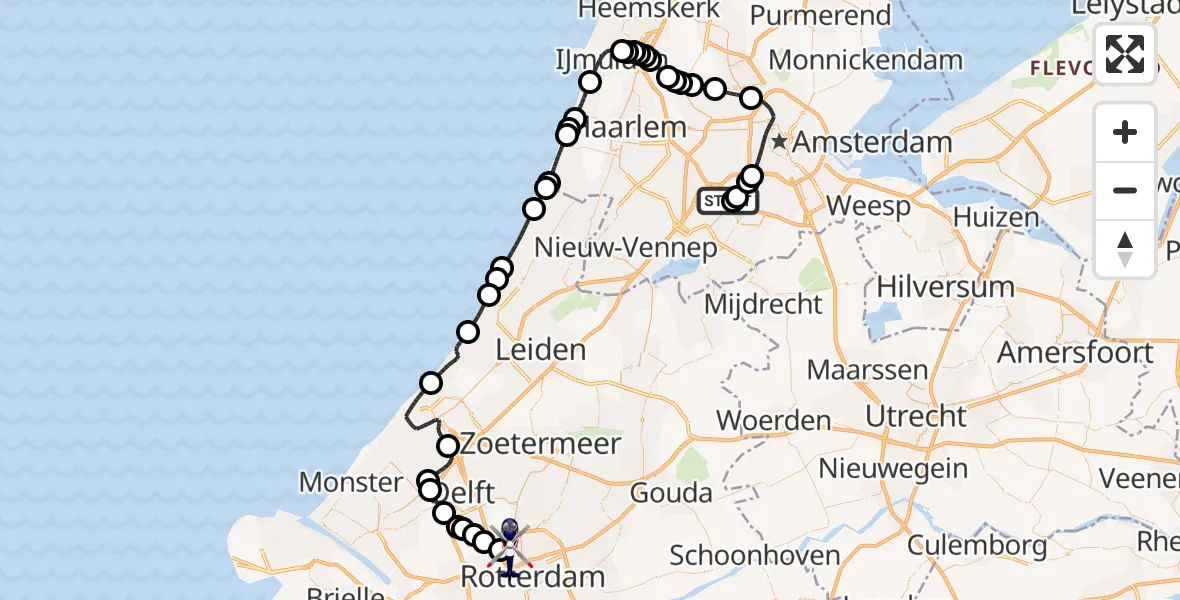 Routekaart van de vlucht: Politiehelikopter naar Rotterdam The Hague Airport, Rotterdam The Hague Airport