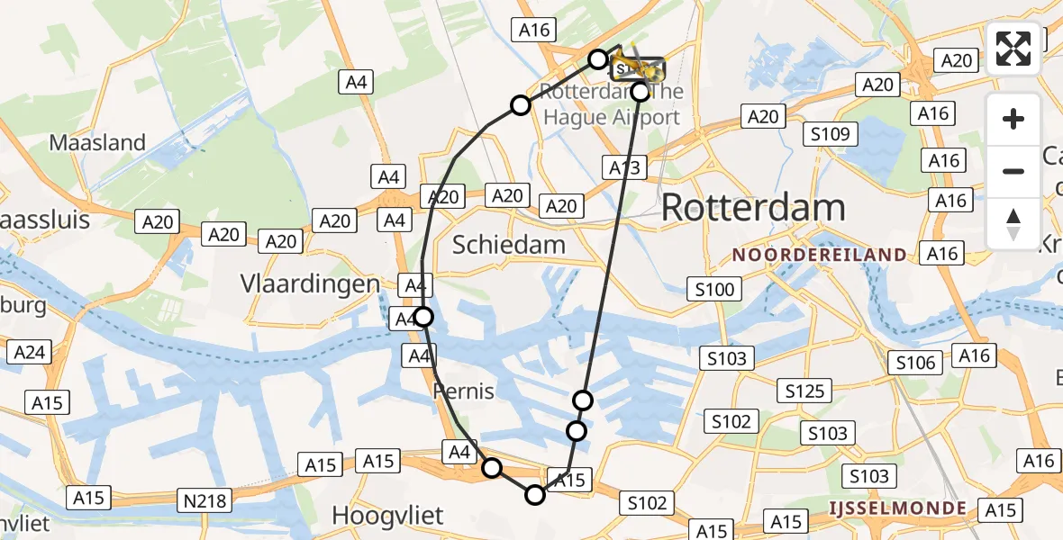 Routekaart van de vlucht: Lifeliner 2 naar Rotterdam The Hague Airport, Rotterdam The Hague Airport