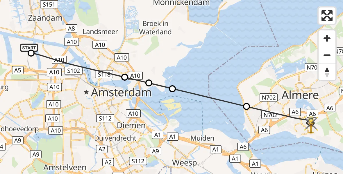 Routekaart van de vlucht: Lifeliner 1 naar Almere, Pedersenpad