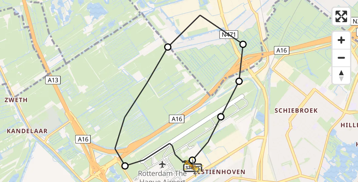 Routekaart van de vlucht: Lifeliner 2 naar Rotterdam The Hague Airport, Rotterdam The Hague Airport