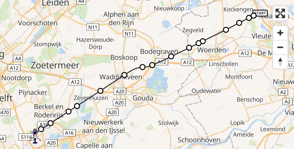 Routekaart van de vlucht: Politiehelikopter naar Rotterdam The Hague Airport, Rotterdam The Hague Airport