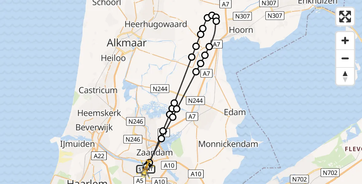 Routekaart van de vlucht: Lifeliner 1 naar Amsterdam Heliport, Amsterdam Heliport
