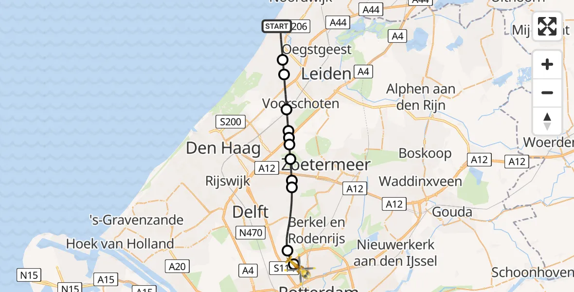 Routekaart van de vlucht: Lifeliner 2 naar Rotterdam The Hague Airport, Rotterdam The Hague Airport
