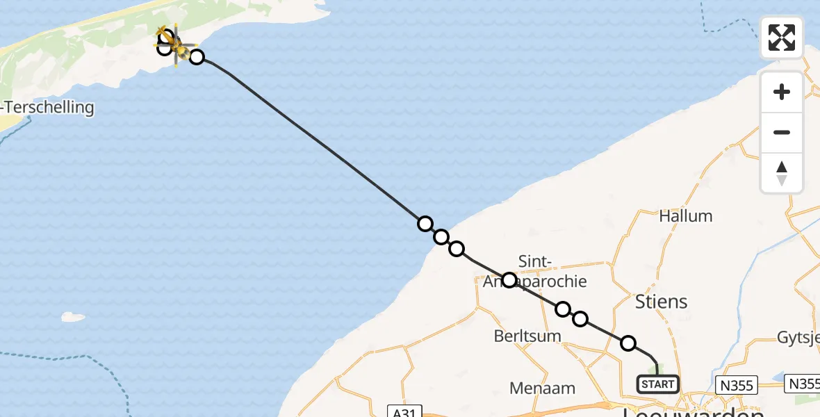 Routekaart van de vlucht: Ambulancehelikopter naar Hoorn, Tordelenweg