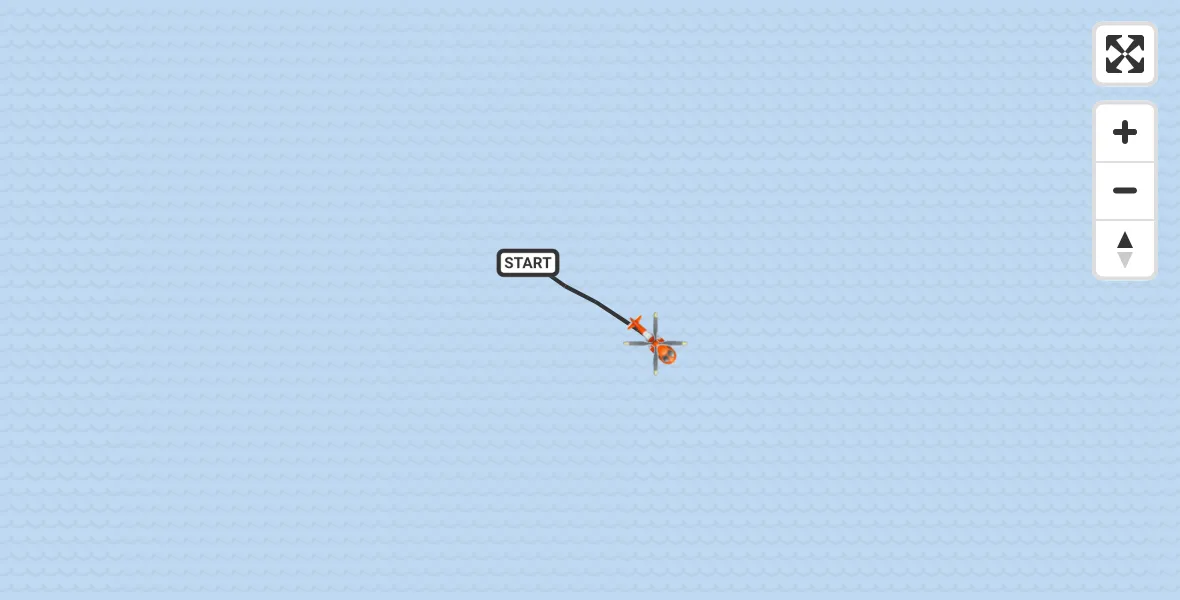 Routekaart van de vlucht:  naar Noordzee, Noordzee