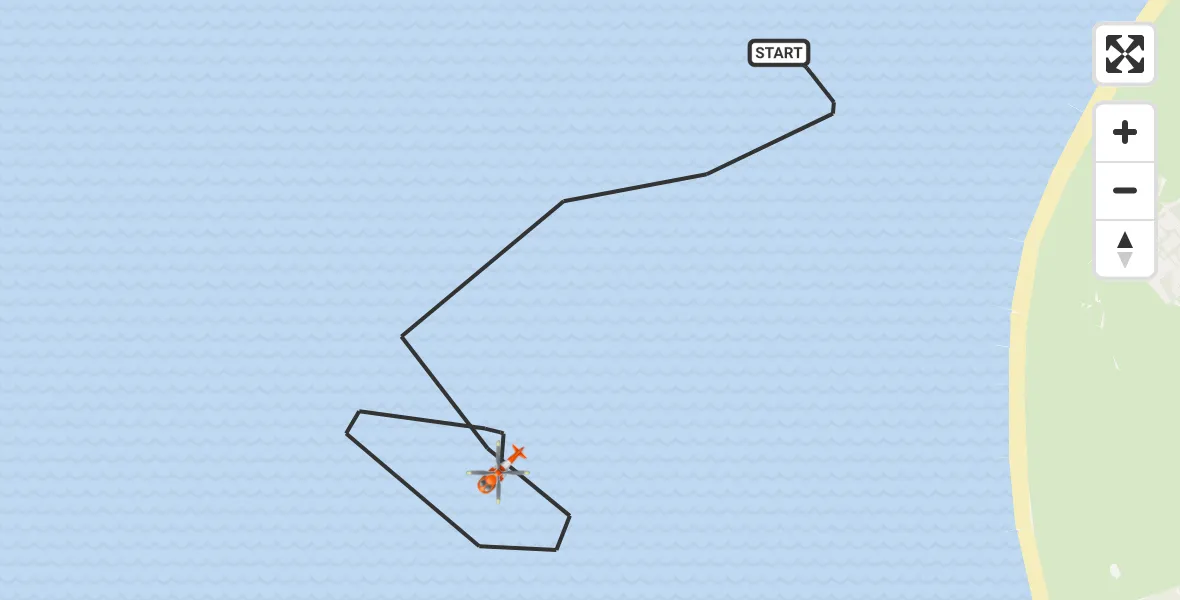 Routekaart van de vlucht: Kustwachthelikopter naar Noordzee, Noordzee