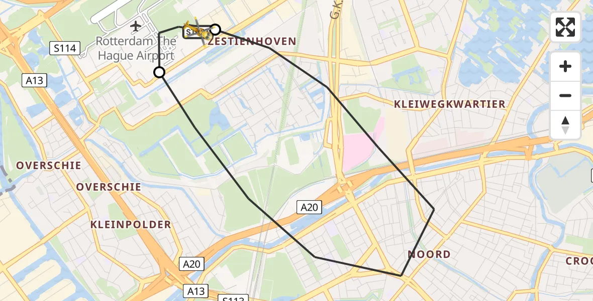 Routekaart van de vlucht: Lifeliner 2 naar Rotterdam The Hague Airport, Rotterdam The Hague Airport