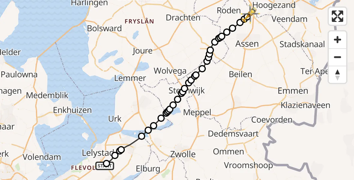 Routekaart van de vlucht: Lifeliner 4 naar Groningen Airport Eelde, Groningen Airport Eelde