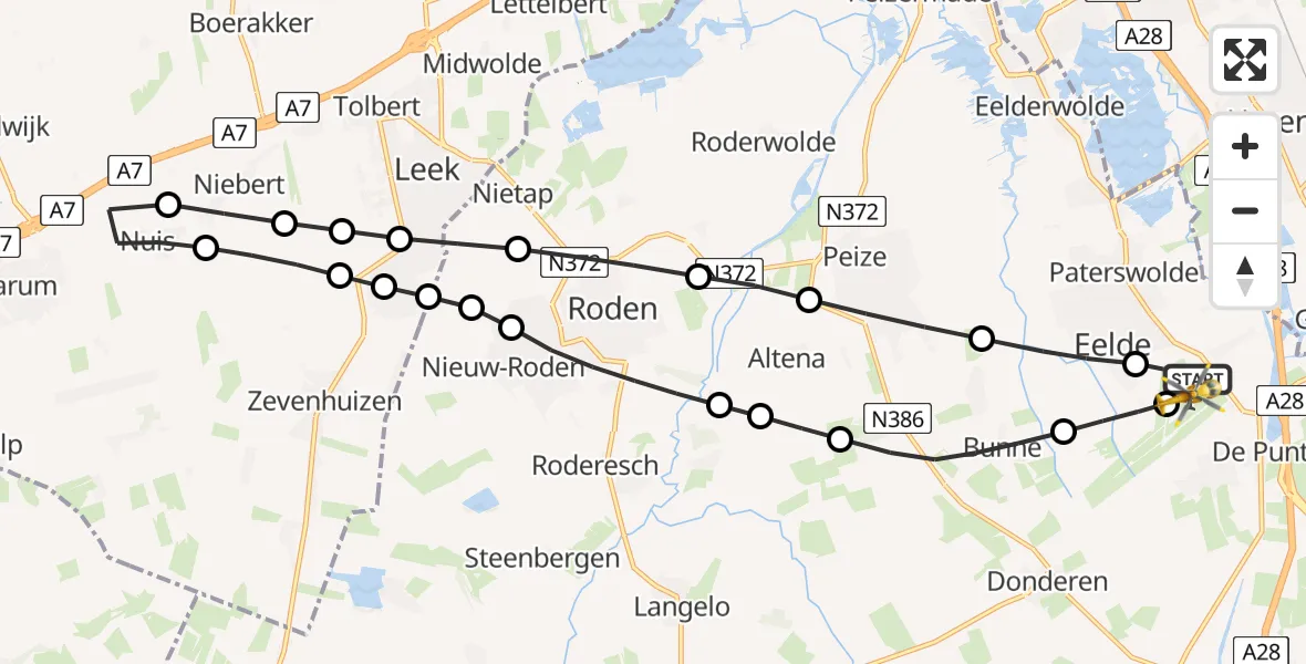 Routekaart van de vlucht: Lifeliner 4 naar Groningen Airport Eelde, Groningen Airport Eelde