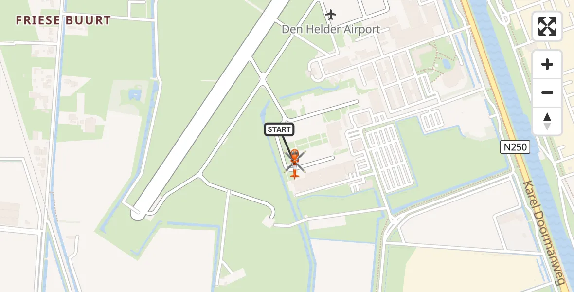 Vluchtroute Kustwachthelikopter van Militair vliegveld De Kooy / Den Helder Airport naar Militair vliegveld De Kooy / Den Helder Airport
