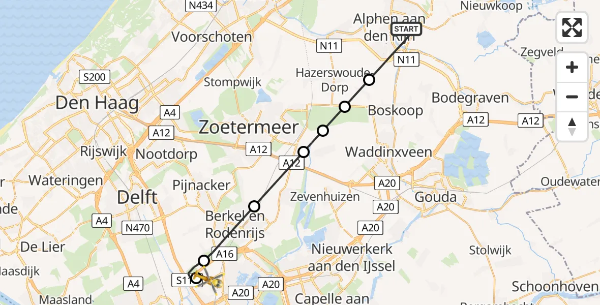 Routekaart van de vlucht: Lifeliner 2 naar Rotterdam The Hague Airport, Rotterdam The Hague Airport