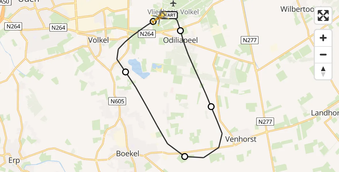 Routekaart van de vlucht: Lifeliner 3 naar Vliegbasis Volkel, Vliegbasis Volkel