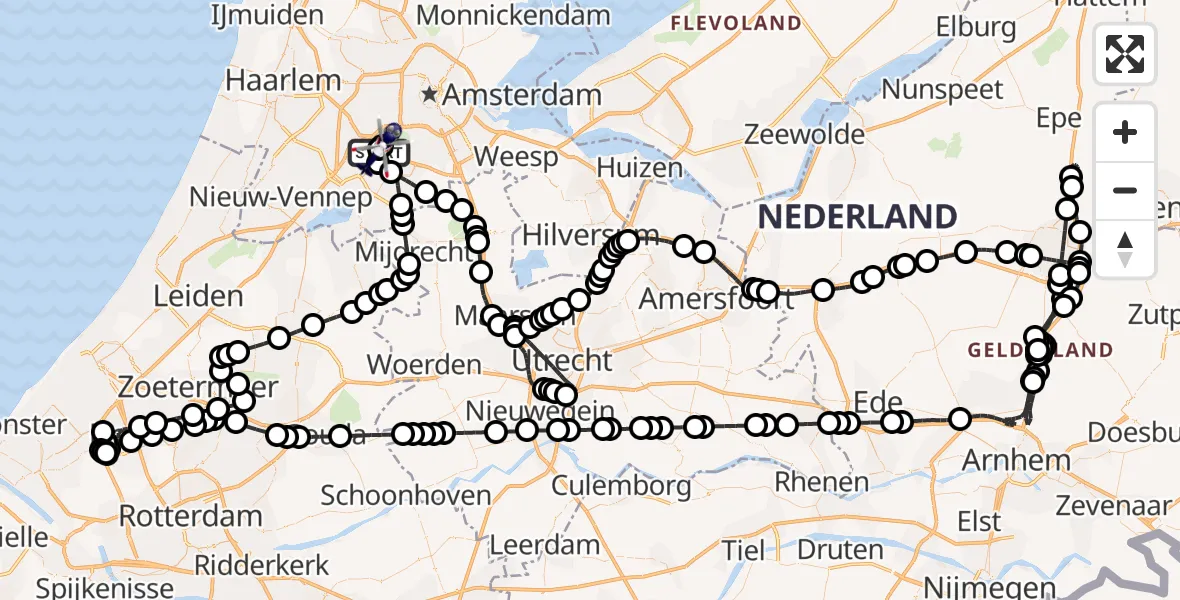 Routekaart van de vlucht: Politiehelikopter naar Amsterdam Vliegveld Schiphol, Amsterdam Vliegveld Schiphol