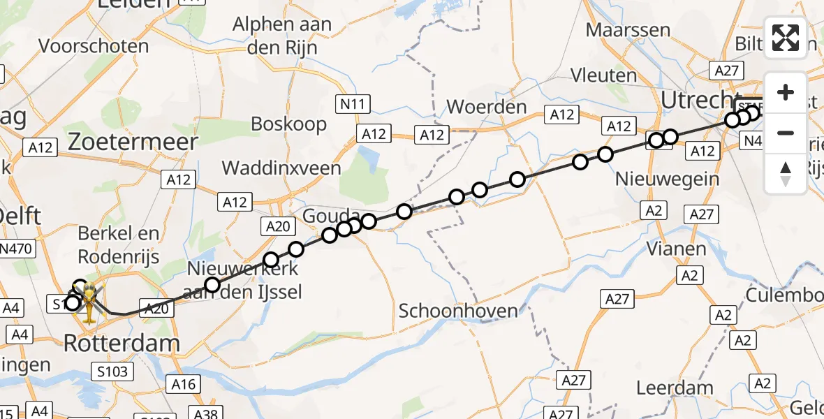 Routekaart van de vlucht: Lifeliner 2 naar Rotterdam The Hague Airport, Rotterdam The Hague Airport