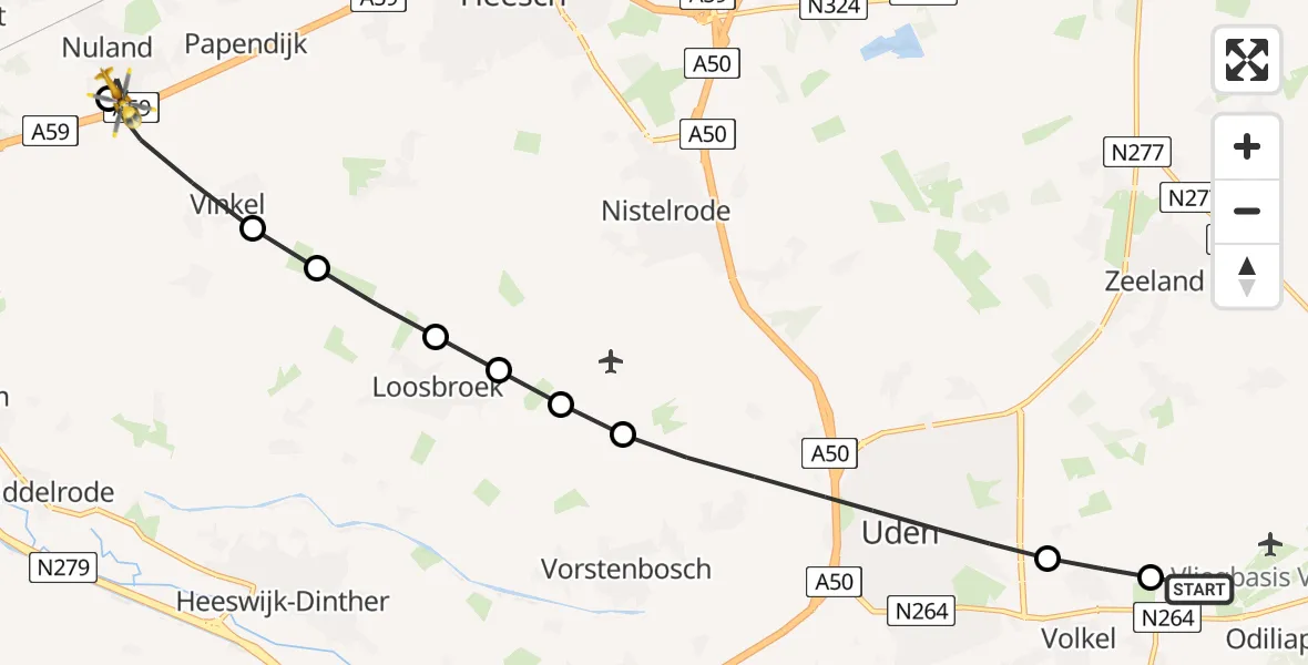 Routekaart van de vlucht: Lifeliner 3 naar Nuland, Hoogstraat