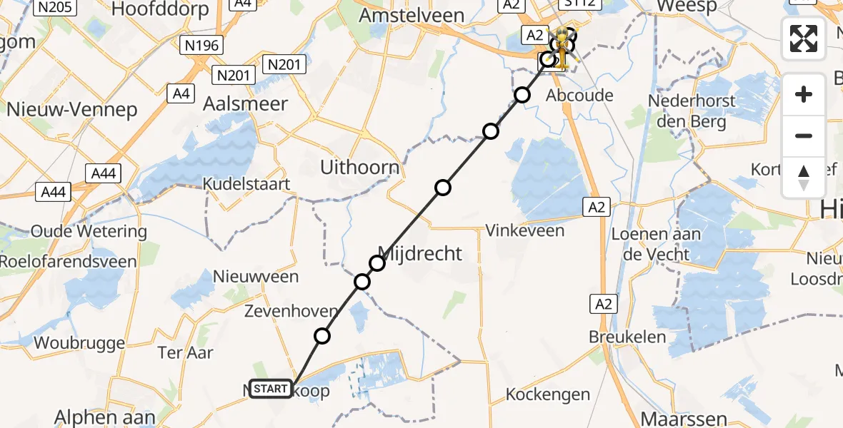 Routekaart van de vlucht: Lifeliner 1 naar Amsterdam UMC Helipad, Amsterdam UMC Helipad