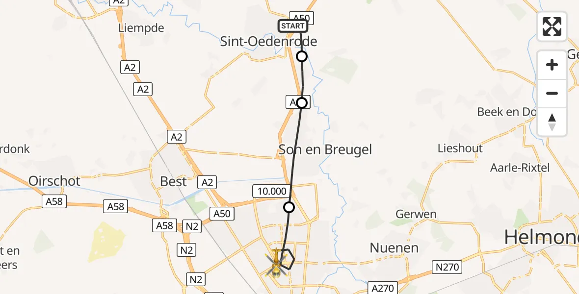 Routekaart van de vlucht: Lifeliner 3 naar Eindhoven, Boostenweg