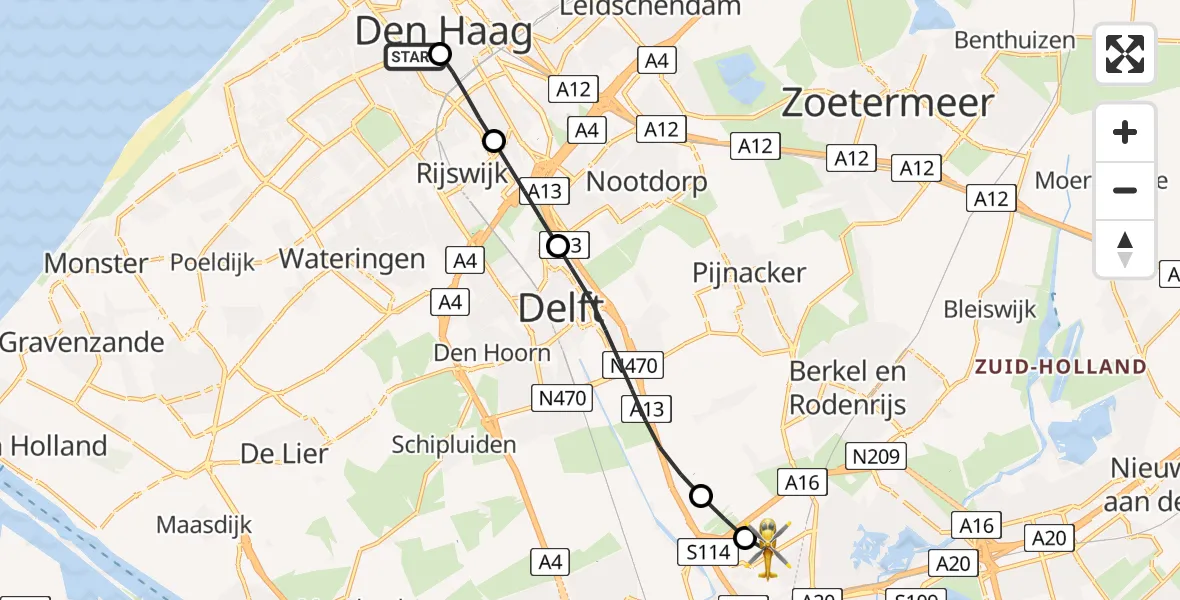 Routekaart van de vlucht: Lifeliner 2 naar Rotterdam The Hague Airport, Rotterdam The Hague Airport