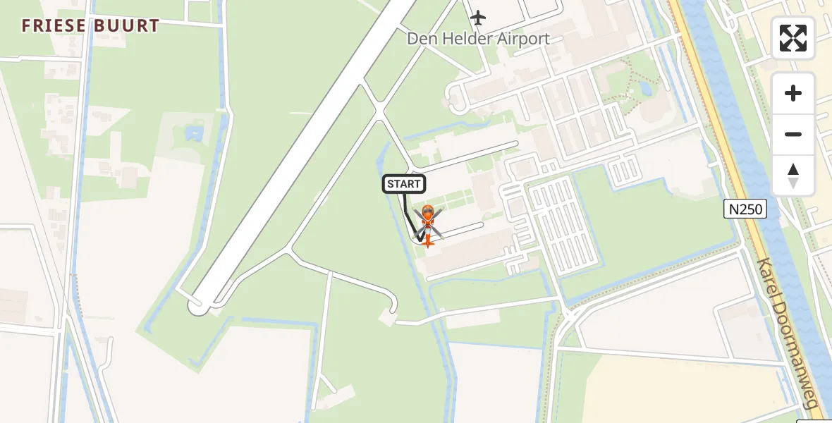 Vluchtroute Kustwachthelikopter van Militair vliegveld De Kooy / Den Helder Airport naar Militair vliegveld De Kooy / Den Helder Airport