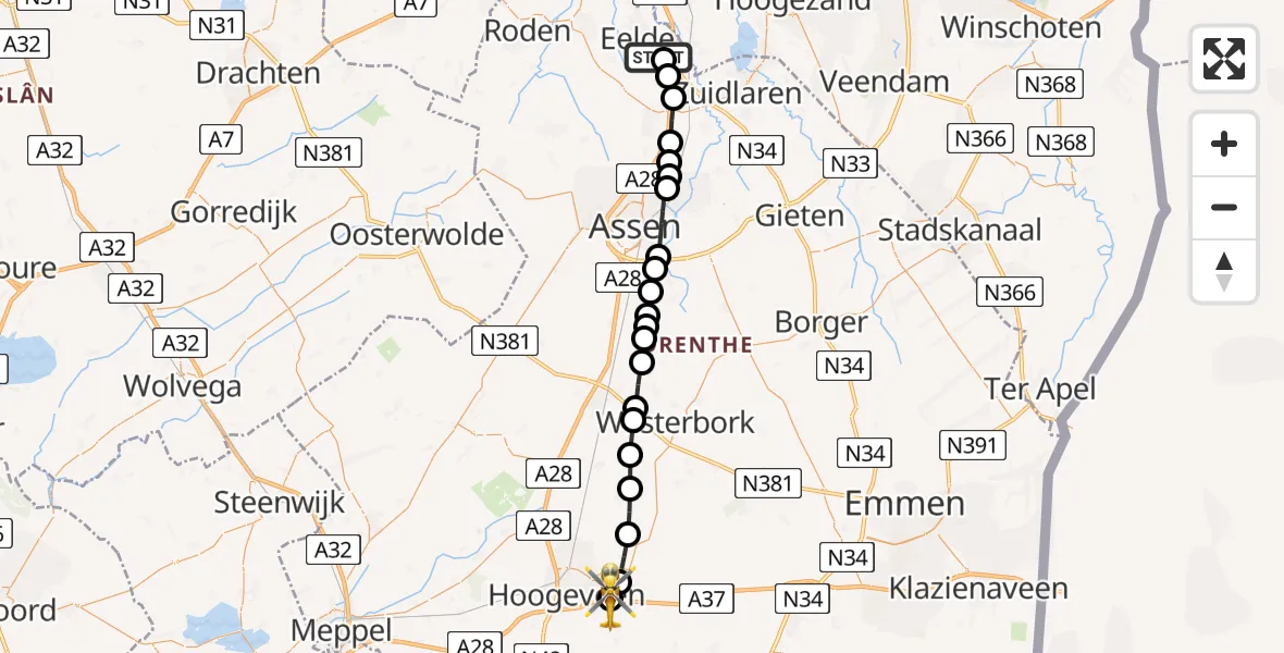 Routekaart van de vlucht: Lifeliner 4 naar Noordscheschut, Krakeel