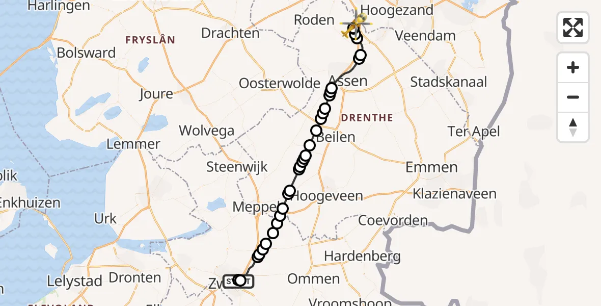 Routekaart van de vlucht: Lifeliner 4 naar Groningen Airport Eelde, Groningen Airport Eelde