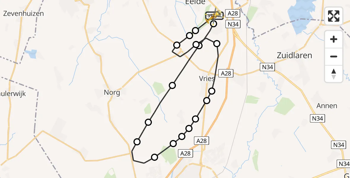 Routekaart van de vlucht: Lifeliner 4 naar Groningen Airport Eelde, Groningen Airport Eelde