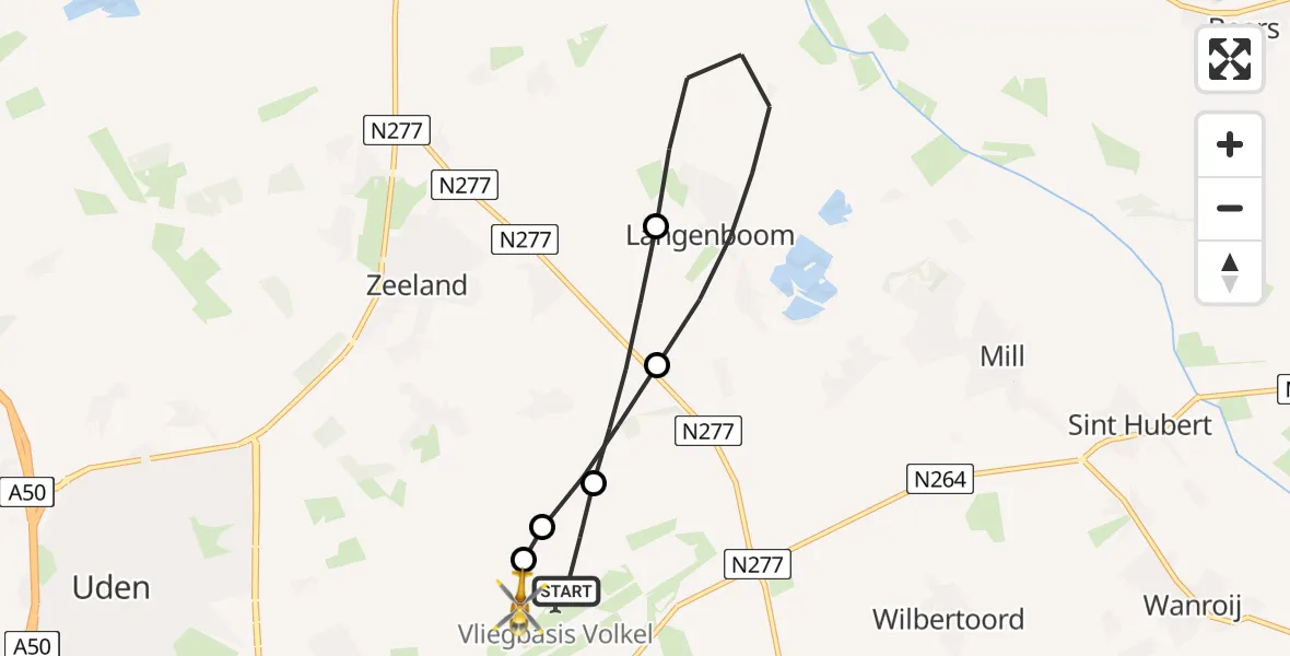 Routekaart van de vlucht: Lifeliner 3 naar Vliegbasis Volkel, Vliegbasis Volkel