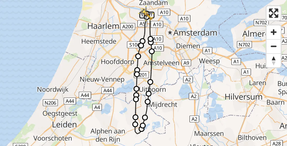 Routekaart van de vlucht: Lifeliner 1 naar Amsterdam Heliport, Amsterdam Heliport