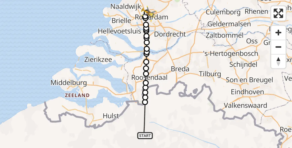 Routekaart van de vlucht: Lifeliner 2 naar Rotterdam The Hague Airport, Rotterdam The Hague Airport