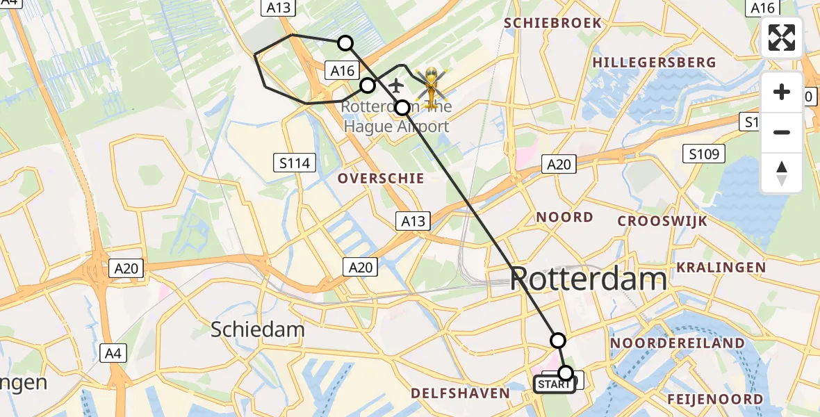 Routekaart van de vlucht: Lifeliner 2 naar Rotterdam The Hague Airport, Rotterdam The Hague Airport