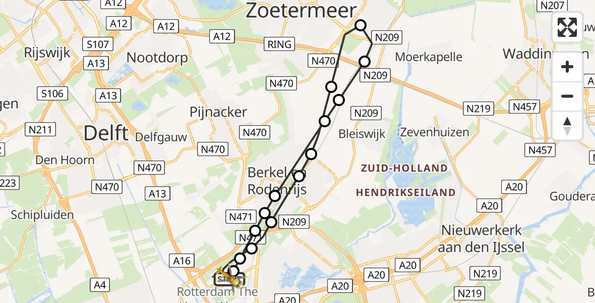 Routekaart van de vlucht: Lifeliner 2 naar Rotterdam The Hague Airport, Rotterdam The Hague Airport