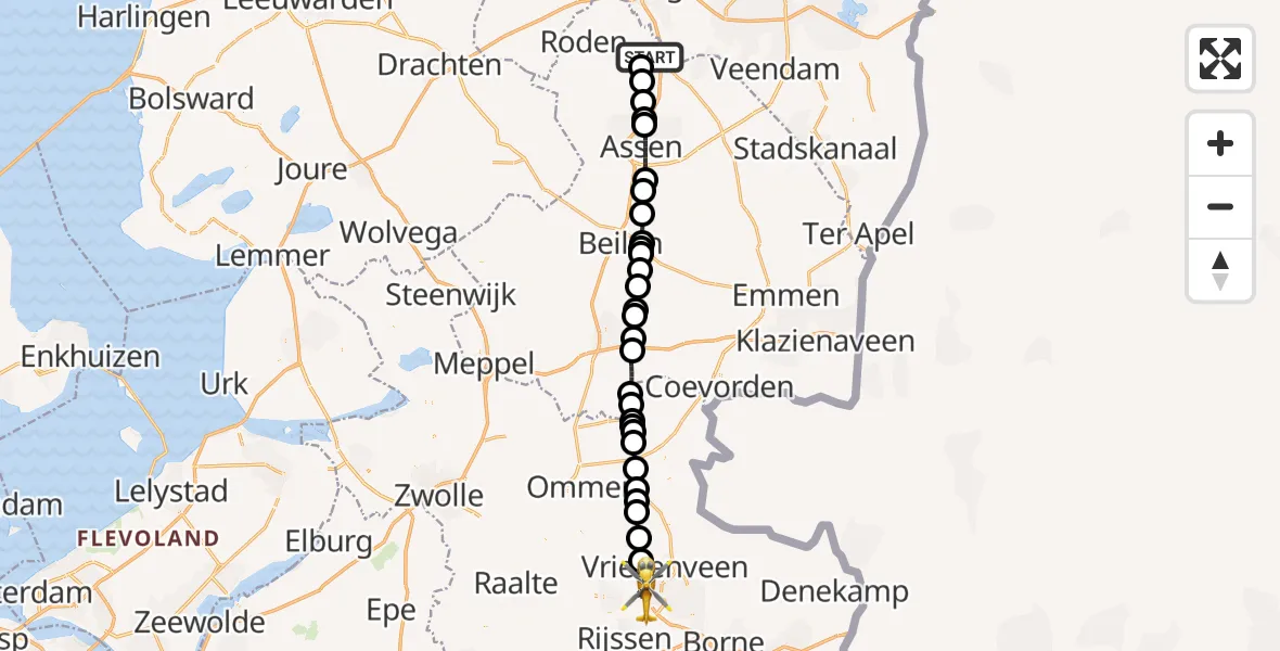 Routekaart van de vlucht: Lifeliner 4 naar Wierden, Hexelseweg