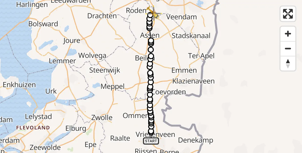 Routekaart van de vlucht: Lifeliner 4 naar Groningen Airport Eelde, Groningen Airport Eelde