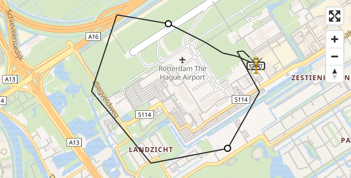 Routekaart van de vlucht: Lifeliner 2 naar Rotterdam The Hague Airport, Rotterdam The Hague Airport