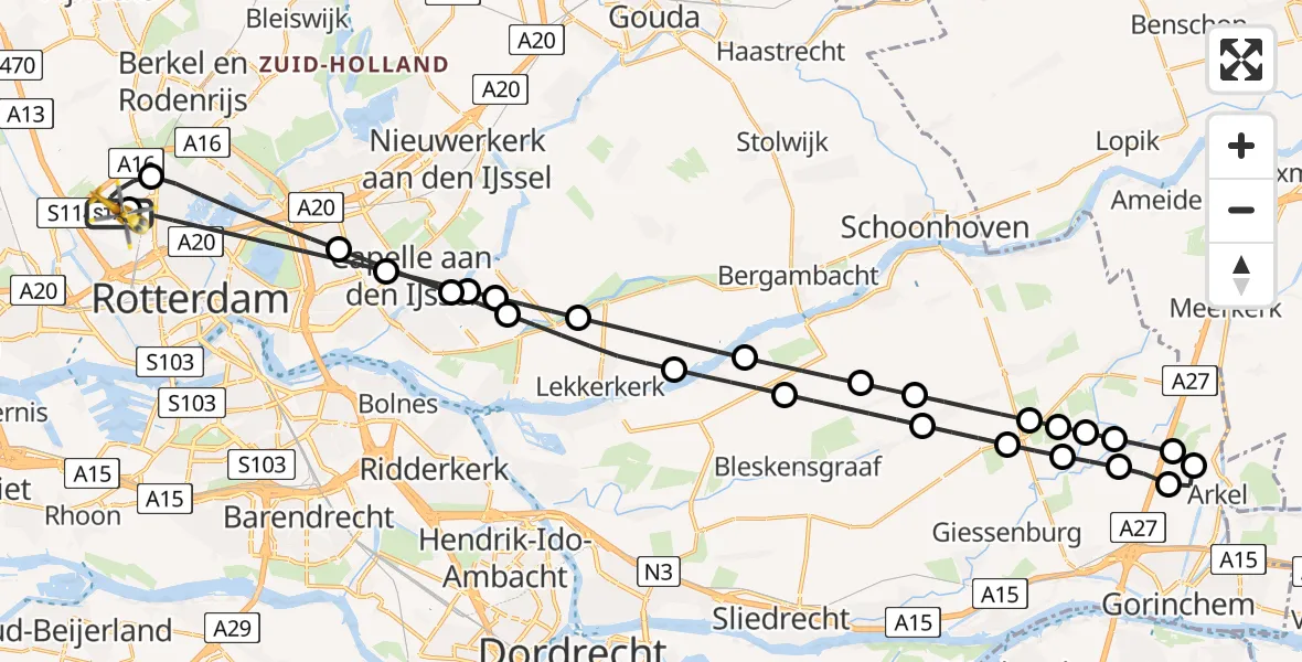 Routekaart van de vlucht: Lifeliner 2 naar Rotterdam The Hague Airport, Rotterdam The Hague Airport