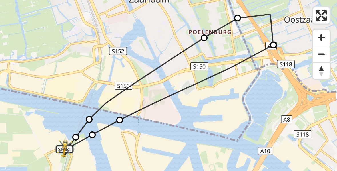 Routekaart van de vlucht: Lifeliner 1 naar Amsterdam Heliport, Amsterdam Heliport