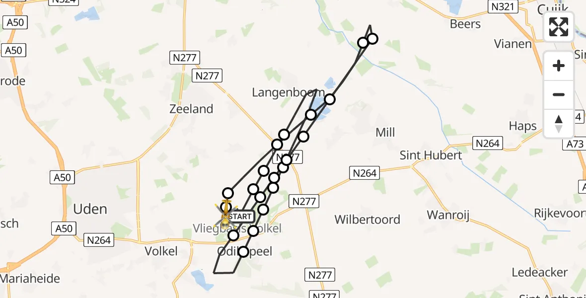 Routekaart van de vlucht: Lifeliner 3 naar Vliegbasis Volkel, Vliegbasis Volkel