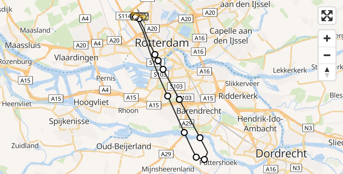 Routekaart van de vlucht: Lifeliner 2 naar Rotterdam The Hague Airport, Rotterdam The Hague Airport