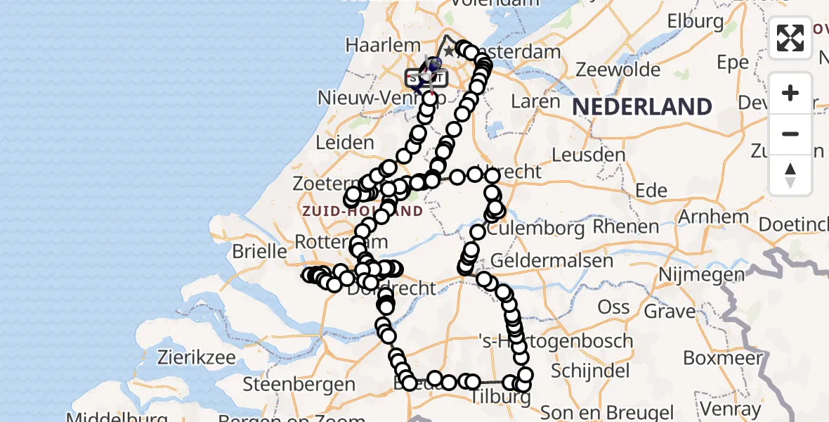 Routekaart van de vlucht: Politiehelikopter naar Amsterdam Vliegveld Schiphol, Amsterdam Vliegveld Schiphol