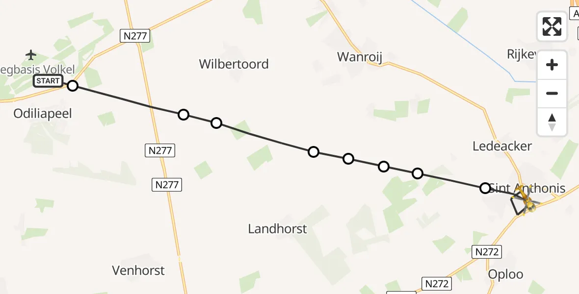 Routekaart van de vlucht: Lifeliner 3 naar Sint Anthonis, Zandseveldpad